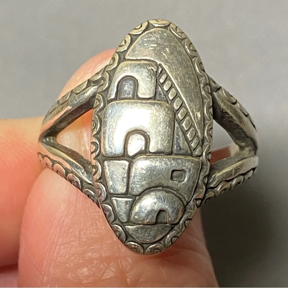Carolyn Pollack Relios sterling silver Pueblo House Scenic Ring